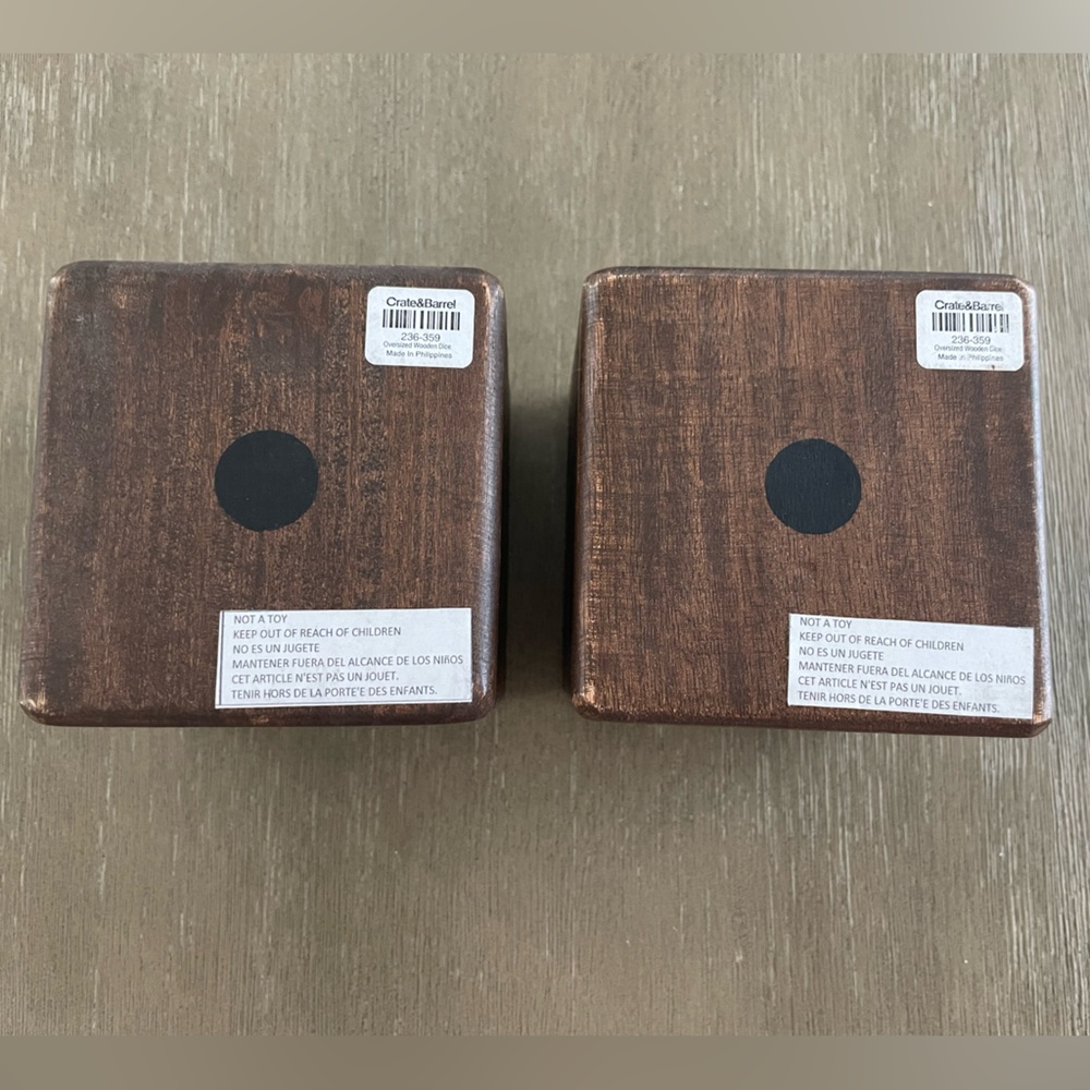 LAST CALL before I donate the Crate & Barrel decorative giant wooden dice (NWT)